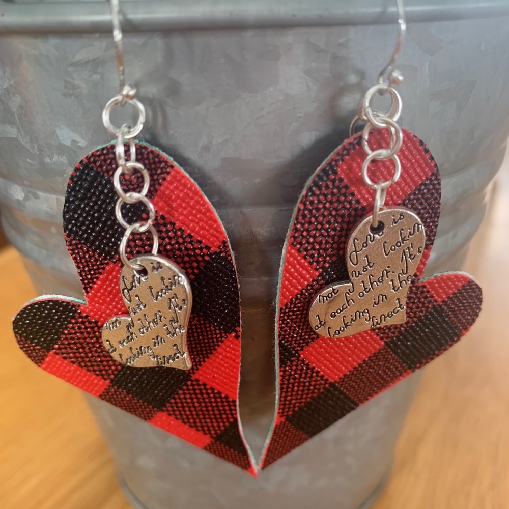 REVERSIBLE Buffalo Plaid glitter earrings!